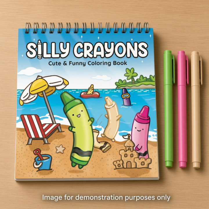 Silly Crayons Cute Funny Coloring Book by Tom Pecha | Hand Drawn Art